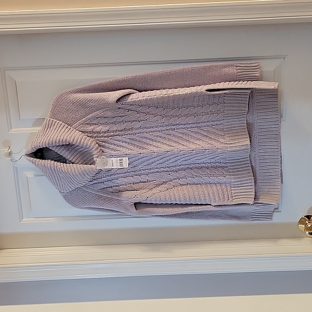Elle lilac cowl neck cable sweater small